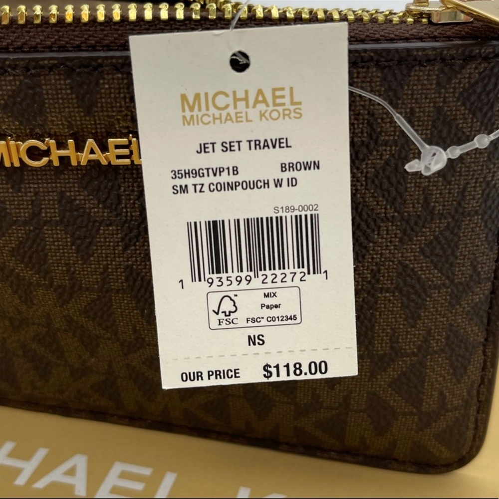 Michael Kors Small TZ Coinpouch w/ID Leather Rich Brown - Picture 5 of 5